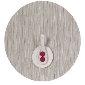 Chilewich Round Woven Bamboo Placemats Set 4 Stain-Resistant 15" Chalk NWT